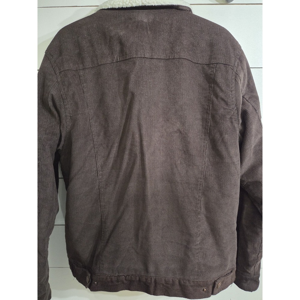 Brooklyn Cloth Mens Brown L Corduroy Sherpa Lined Trucker Jacket Snaps Nice - Picture 8 of 12